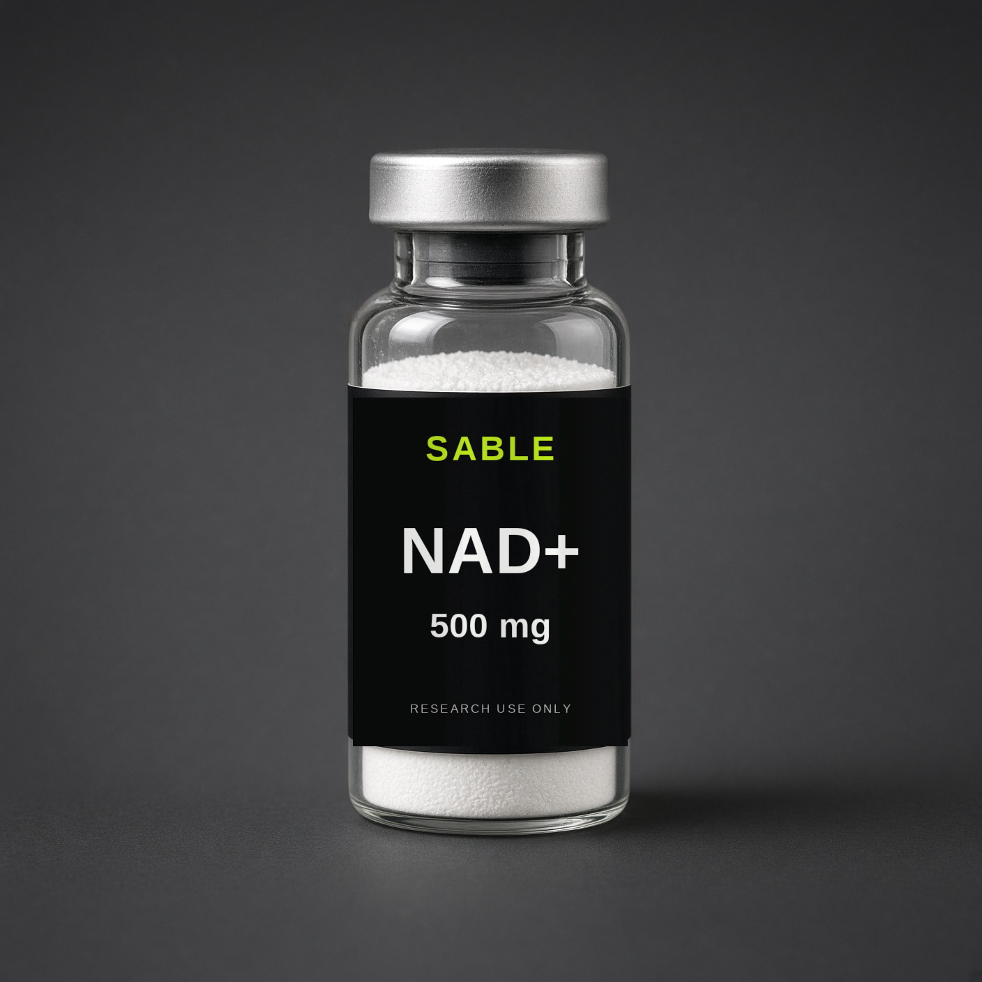 NAD+, Sable Peptides label on a shared vial photograph, 500 mg. Not a separate lot.